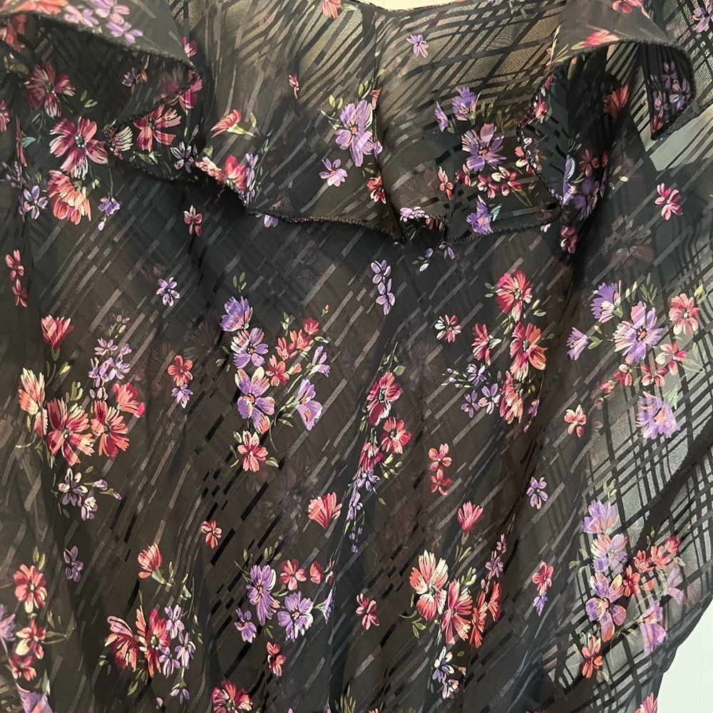 Vintage Saks Fifth Avenue Black Sheer Lingerie Floral Bodysuit Size Large - Picture 4 of 6